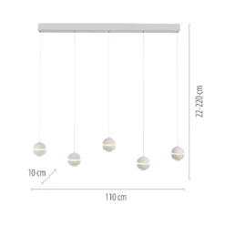 SCHÖNER WOHNEN Lámpara colgante LED Lini blanca, 5 luces, 3000 K