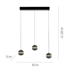 SCHÖNER WOHNEN Lámpara colgante LED Lini negra 3 luces larga 3000 K