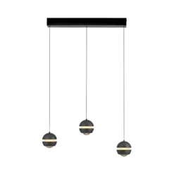 SCHÖNER WOHNEN Lámpara colgante LED Lini negra 3 luces larga 3000 K