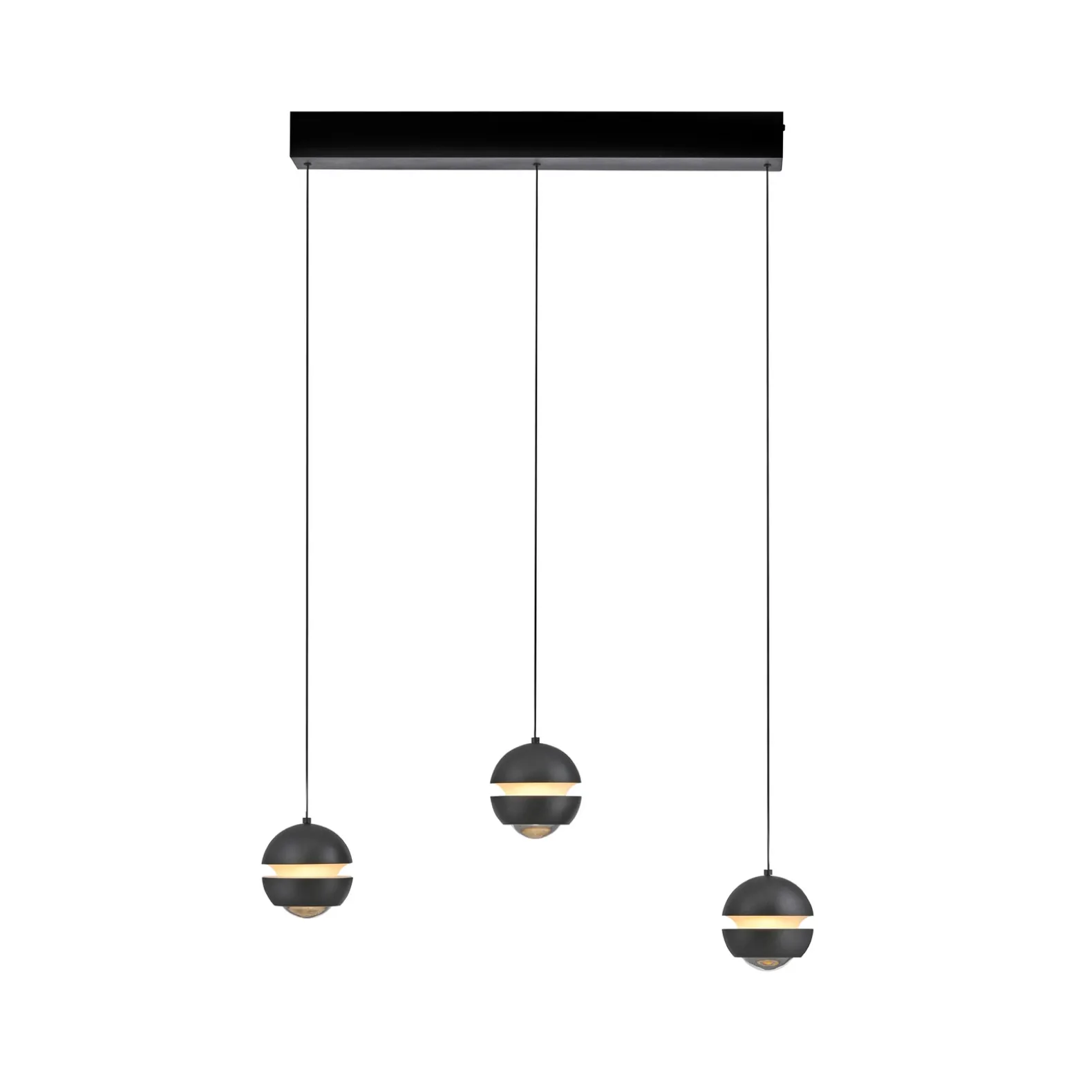 SCHÖNER WOHNEN Lámpara colgante LED Lini negra 3 luces larga 3000 K