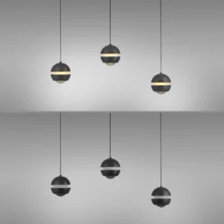SCHÖNER WOHNEN Lámpara colgante LED Lini negra 3 luces larga 3000 K