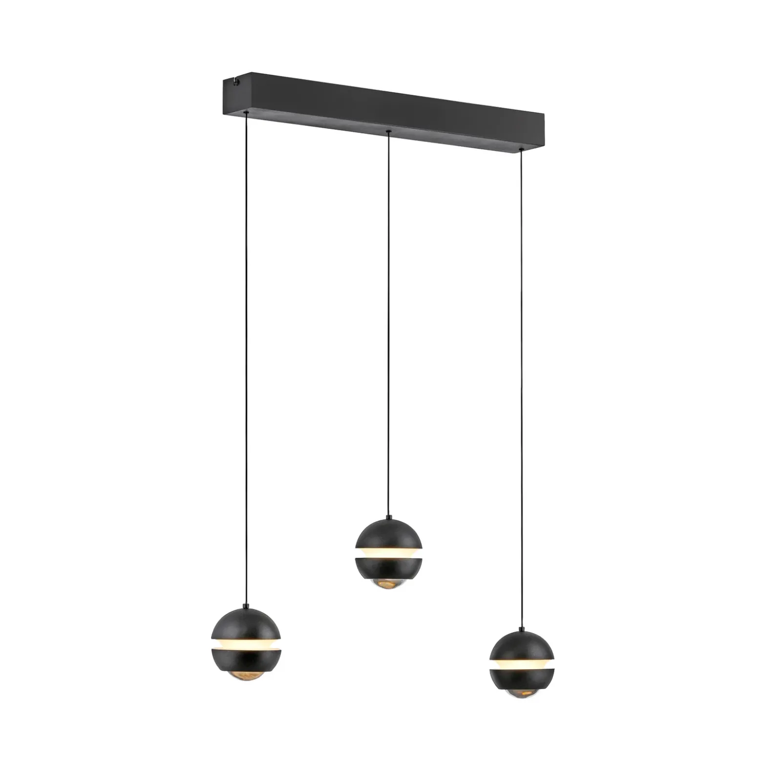 SCHÖNER WOHNEN Lámpara colgante LED Lini negra 3 luces larga 3000 K