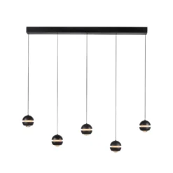 SCHÖNER WOHNEN Lámpara colgante LED Lini negra 5 luces larga 3000 K