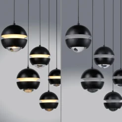 SCHÖNER WOHNEN Lámpara colgante LED Lini negra 5 luces larga 3000 K