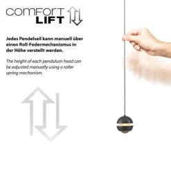 SCHÖNER WOHNEN Lámpara colgante LED Lini negra 5 luces larga 3000 K