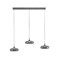 SCHÖNER WOHNEN Lámpara colgante LED Posh 3 luces, cristal ahumado, 3000 K