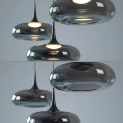 SCHÖNER WOHNEN Lámpara colgante LED Posh 3 luces, cristal ahumado, 3000 K