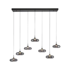 SCHÖNER WOHNEN Lámpara colgante LED Posh 7 luces, cristal ahumado, 3000 K