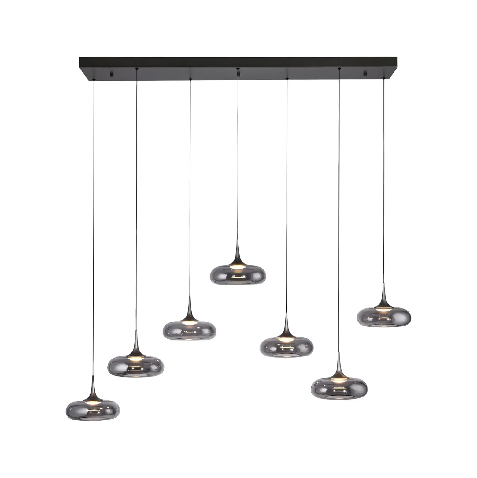 SCHÖNER WOHNEN Lámpara colgante LED Posh 7 luces, cristal ahumado, 3000 K