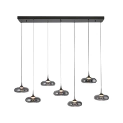 SCHÖNER WOHNEN Lámpara colgante LED Posh 7 luces, cristal ahumado, 3000 K