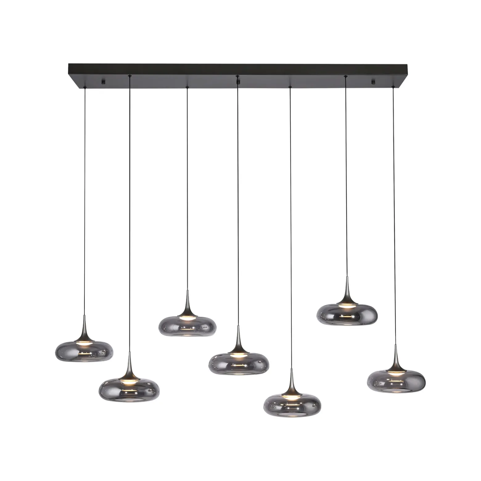 SCHÖNER WOHNEN Lámpara colgante LED Posh 7 luces, cristal ahumado, 3000 K