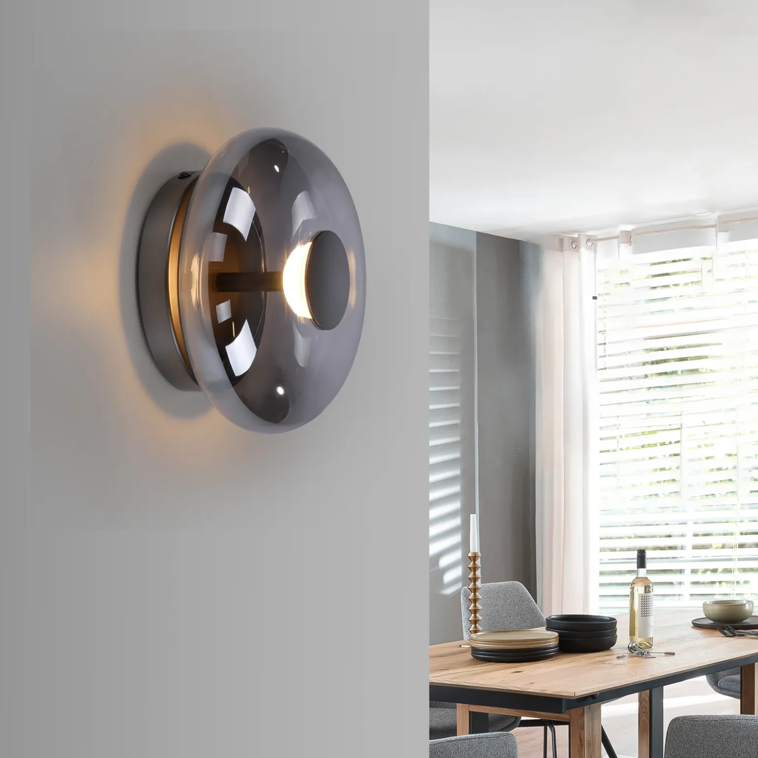 SCHÖNER WOHNEN Lámpara LED de techo Posh, cristal ahumado, 3000 K