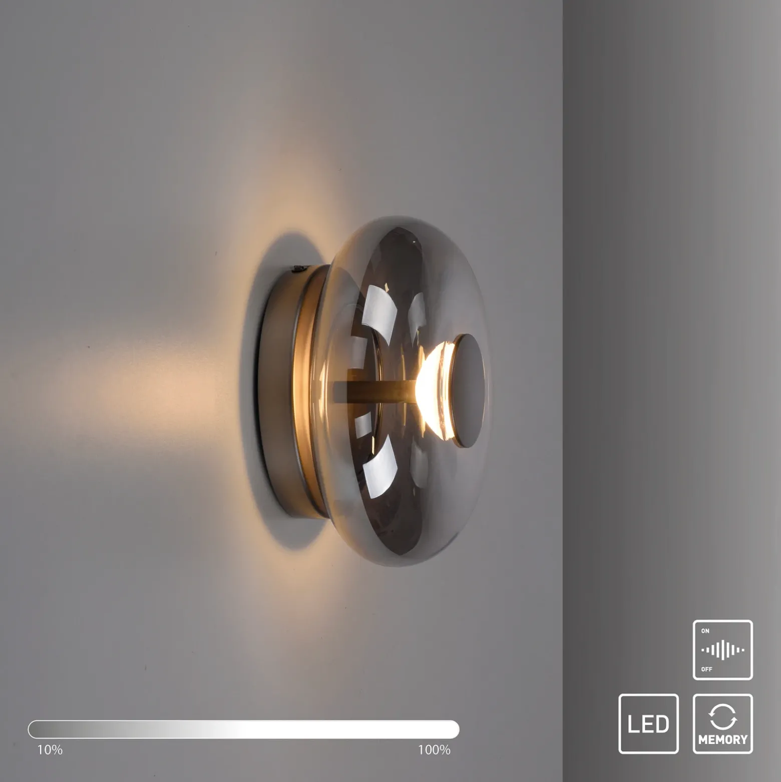 SCHÖNER WOHNEN Lámpara LED de techo Posh, cristal ahumado, 3000 K