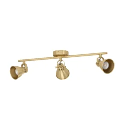 Seras downlight de techo, latón dorado cepillado, 3 luces