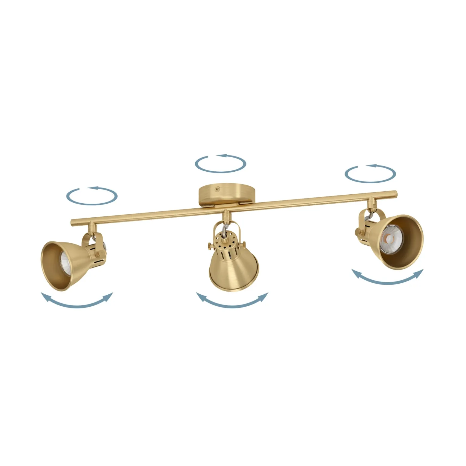 Seras downlight de techo, latón dorado cepillado, 3 luces