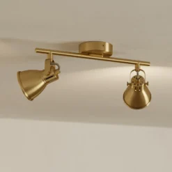 Seras downlight de techo, latón dorado cepillado, 2 luces