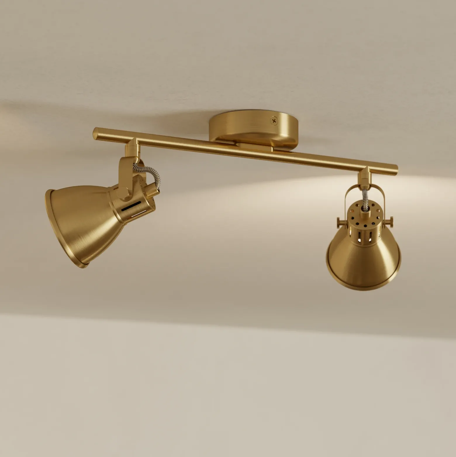 Seras downlight de techo, latón dorado cepillado, 2 luces