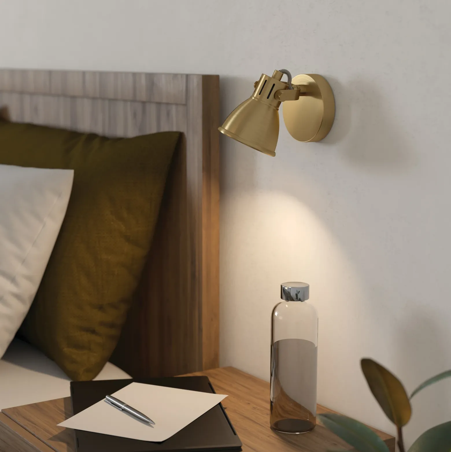 Seras foco de pared, latón dorado cepillado, 1 luz