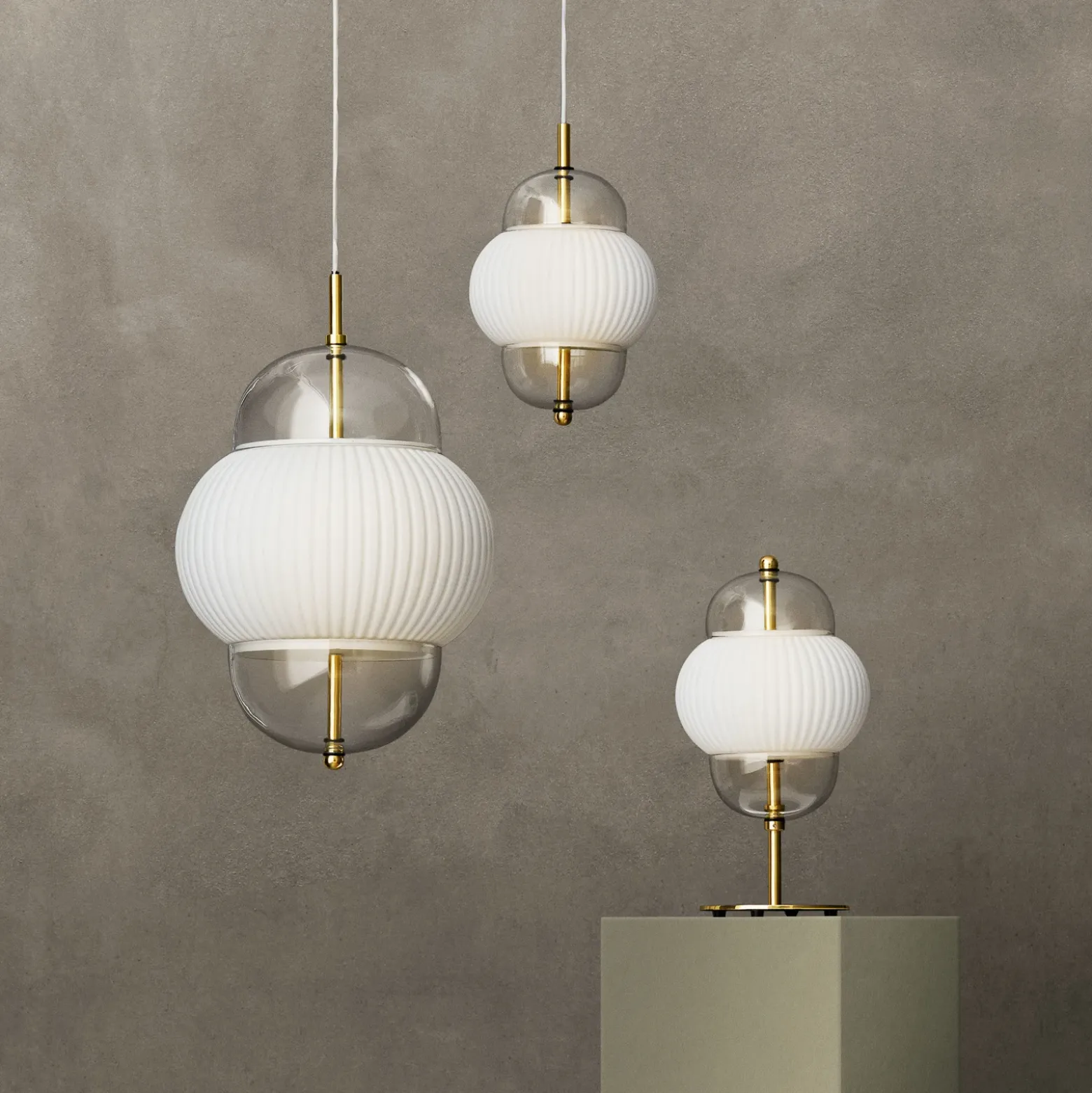 Shahin XL lámpara colgante, Ø 38 cm, 5 luces, blanco / transparente,