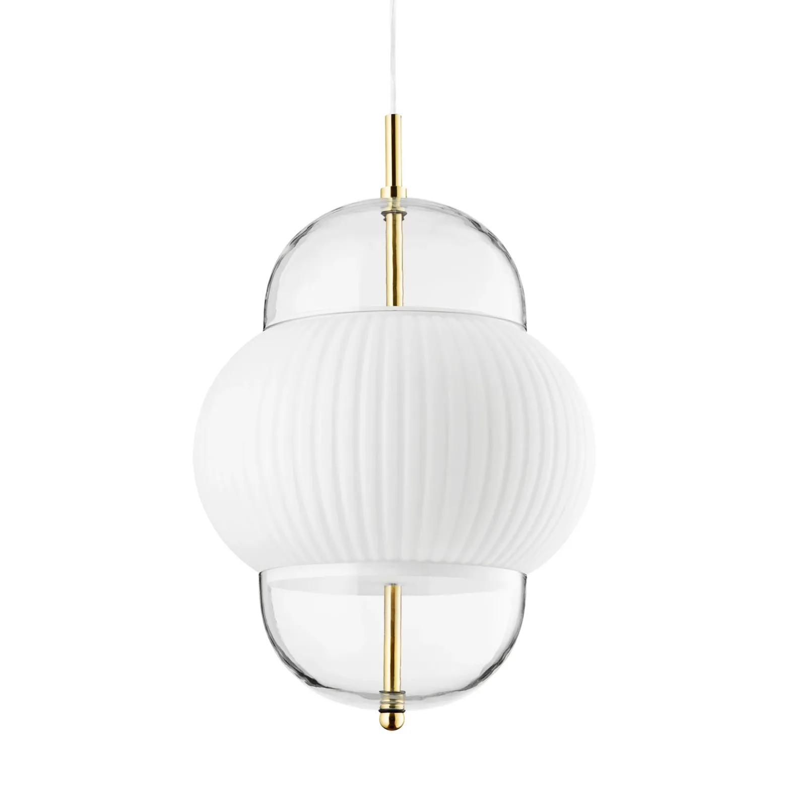 Shahin XL lámpara colgante, Ø 38 cm, 5 luces, blanco / transparente,