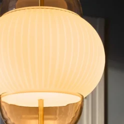 Shahin XL lámpara colgante, Ø 38 cm, 5 luces, blanco / transparente,