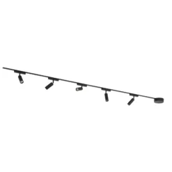 Sistema de rieles de 48 V, focos Lumaro de 5 luces, negros, Ø 4 cm, atenuables