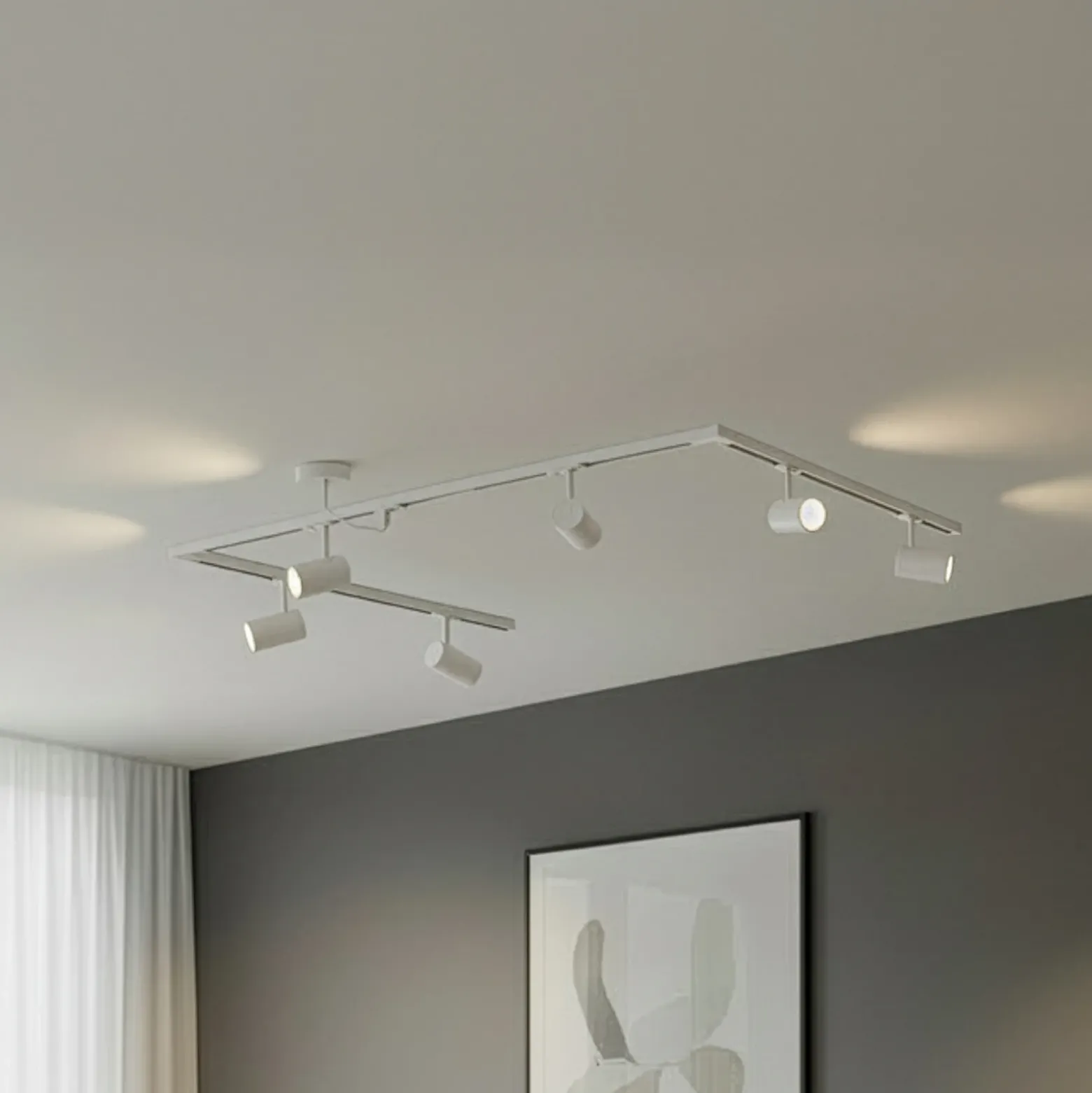 Sistema de rieles Lindby Linaro, GU10, 6 luces, blanco, forma de C