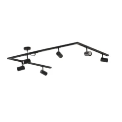 Sistema de rieles Lindby Linaro, GU10, 6 luces, negro, forma de C