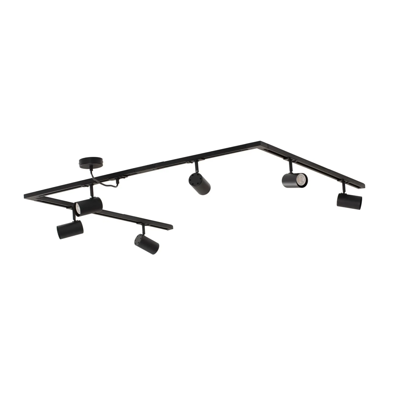 Sistema de rieles Lindby Linaro, GU10, 6 luces, negro, forma de C