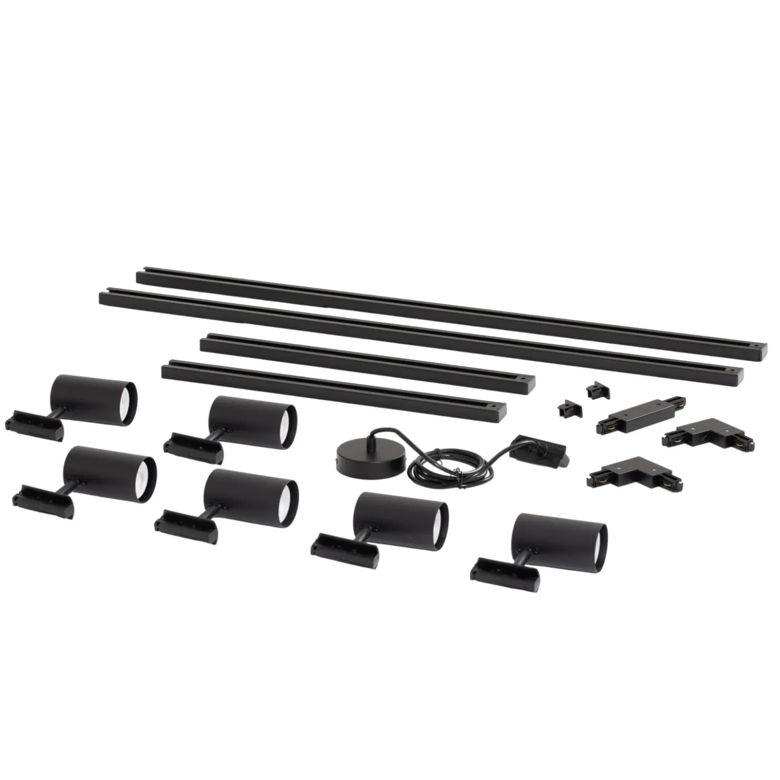 Sistema de rieles Lindby Linaro, GU10, 6 luces, negro, forma de C
