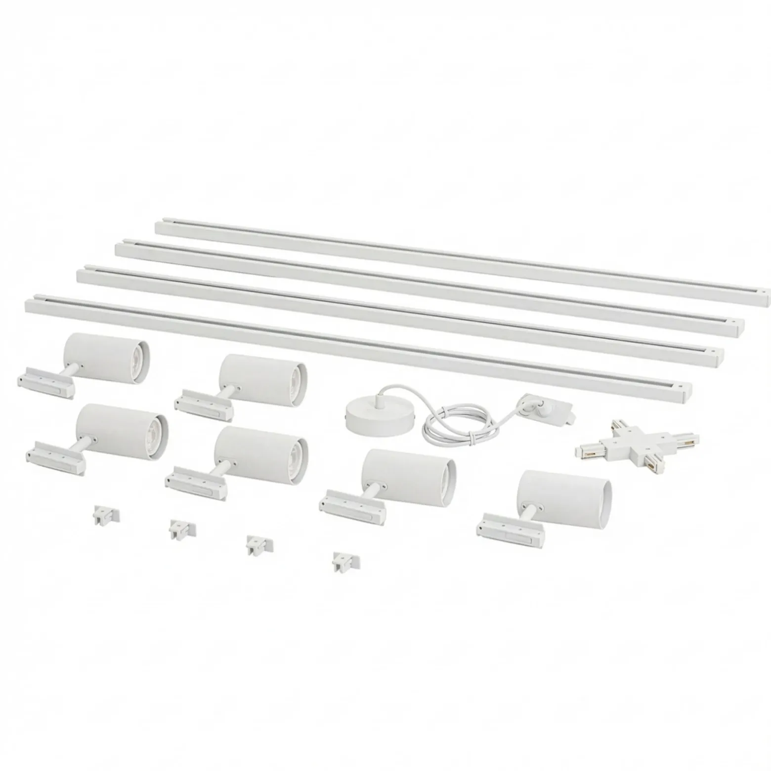 Sistema de rieles Lindby Linaro, GU10, 6 luces, blanco, forma de X