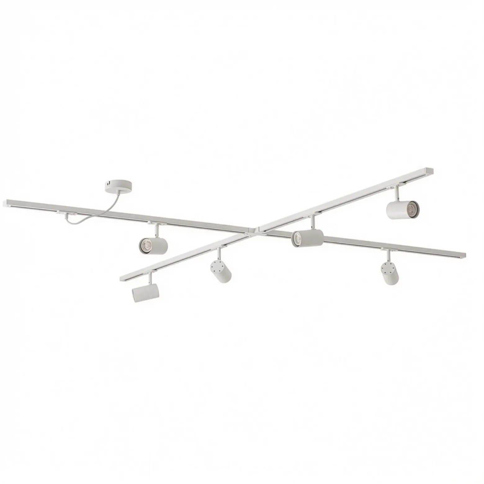 Sistema de rieles Lindby Linaro, GU10, 6 luces, blanco, forma de X