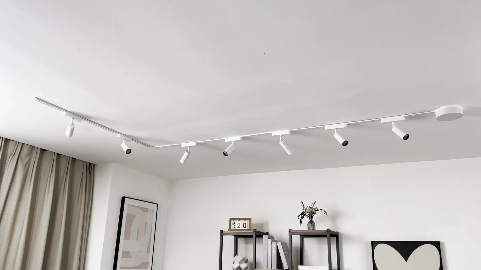 Sistema de rieles Lumaro de 48 V, focos, 7 luces, blanco, Ø 4 cm, atenuables