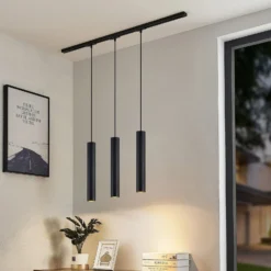 Sistema de riel Lindby Linaro, GU10, lámpara colgante, 3 luces, negro