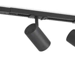 Sistema de riel Lindby Linaro, GU10, 4 luces, negro, Ø 6 cm