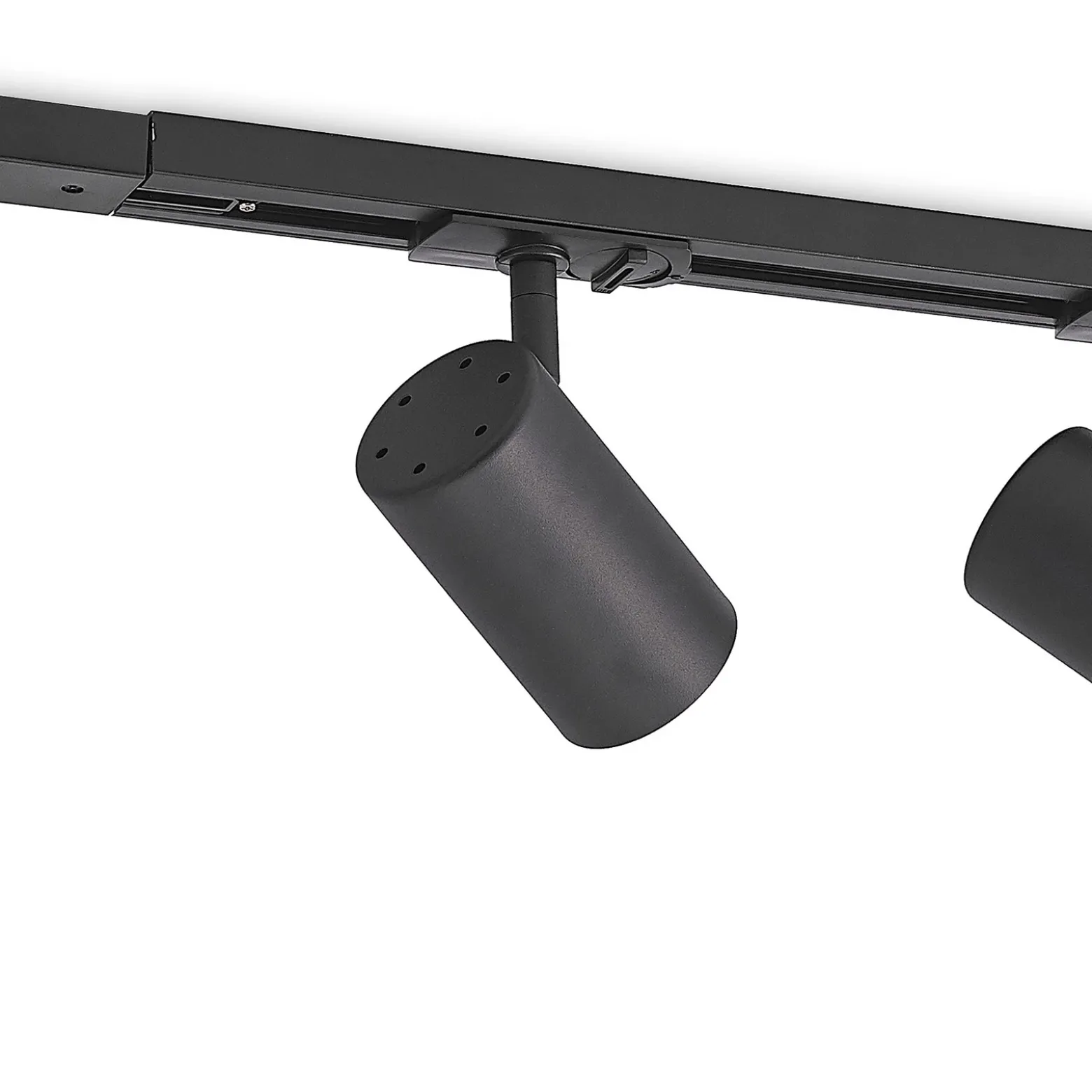 Sistema de riel Lindby Linaro, GU10, 4 luces, negro, Ø 6 cm