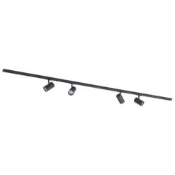 Sistema de riel Lindby Linaro, GU10, 4 luces, negro, Ø 6 cm