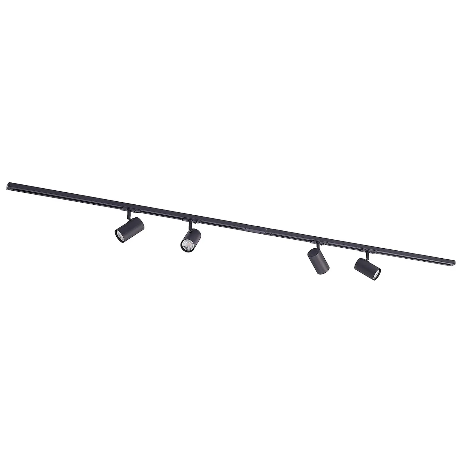 Sistema de riel Lindby Linaro, GU10, 4 luces, negro, Ø 6 cm