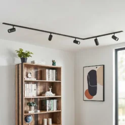 Sistema de riel Lindby Linaro, Ø 7 cm, 5 luces, LED, negro, CCT