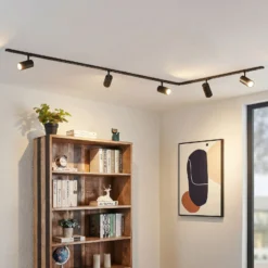 Sistema de riel Lindby Linaro, Ø 7 cm, 5 luces, LED, negro, CCT