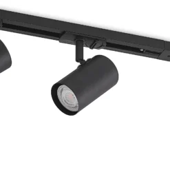 Sistema de riel Lindby Linaro, GU10, 4 luces, negro, Ø 6 cm