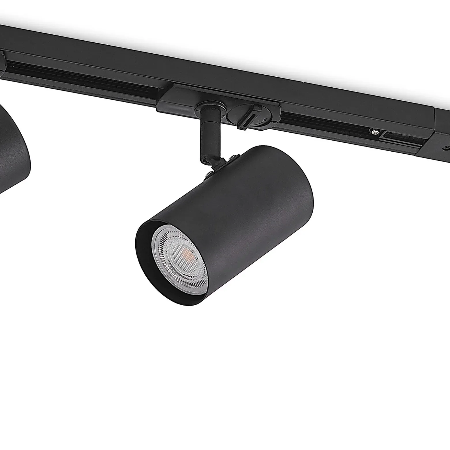 Sistema de riel Lindby Linaro, GU10, 4 luces, negro, Ø 6 cm