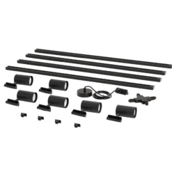 Sistema de riel Lindby Linaro, GU10, 6 luces, negro, forma de X