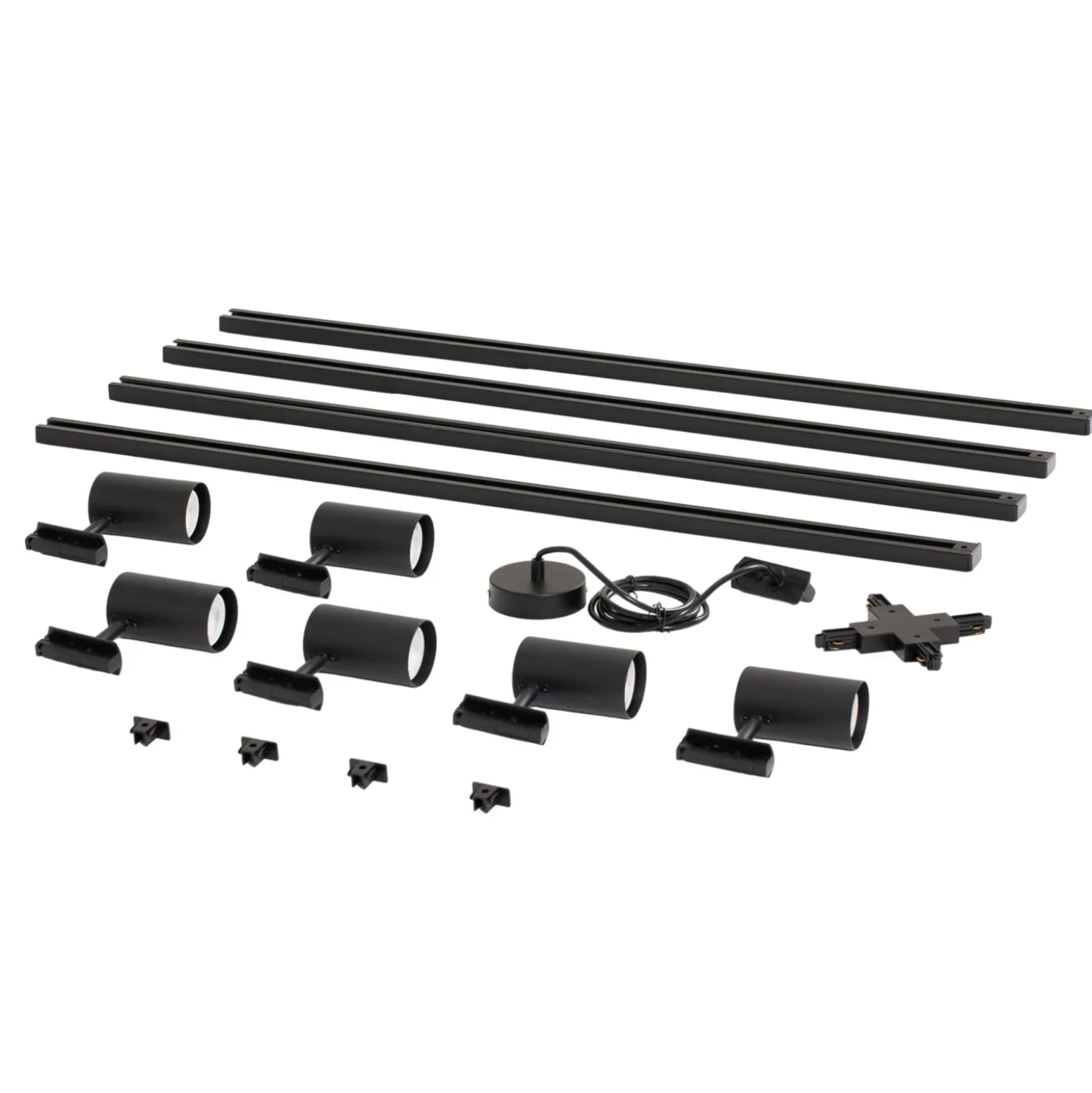 Sistema de riel Lindby Linaro, GU10, 6 luces, negro, forma de X