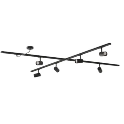Sistema de riel Lindby Linaro, GU10, 6 luces, negro, forma de X