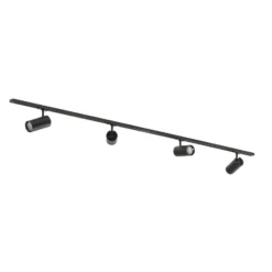Sistema de riel Lindby Linaro, Ø7 cm, 4 luces, LED, negro, CCT