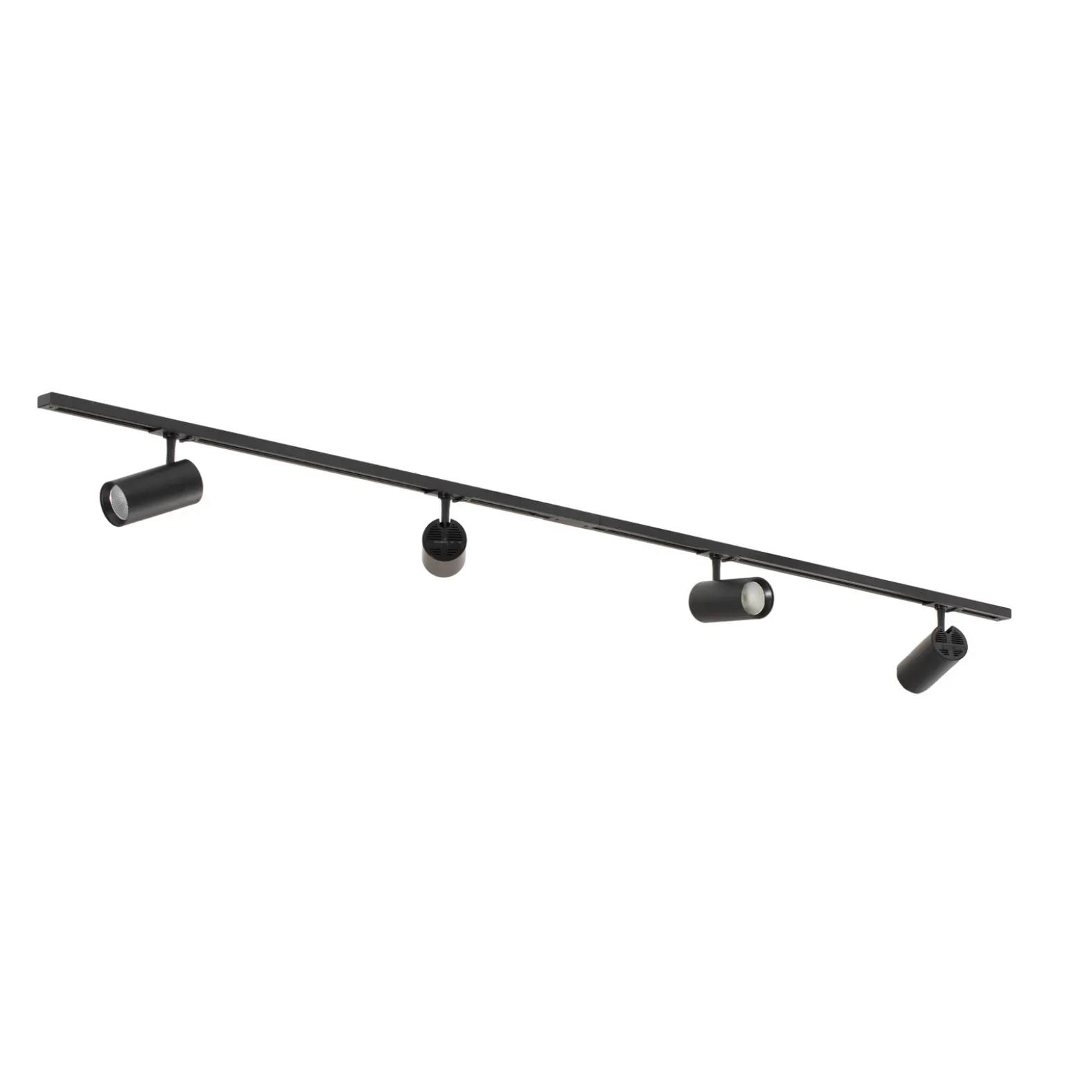 Sistema de riel Lindby Linaro, Ø7 cm, 4 luces, LED, negro, CCT