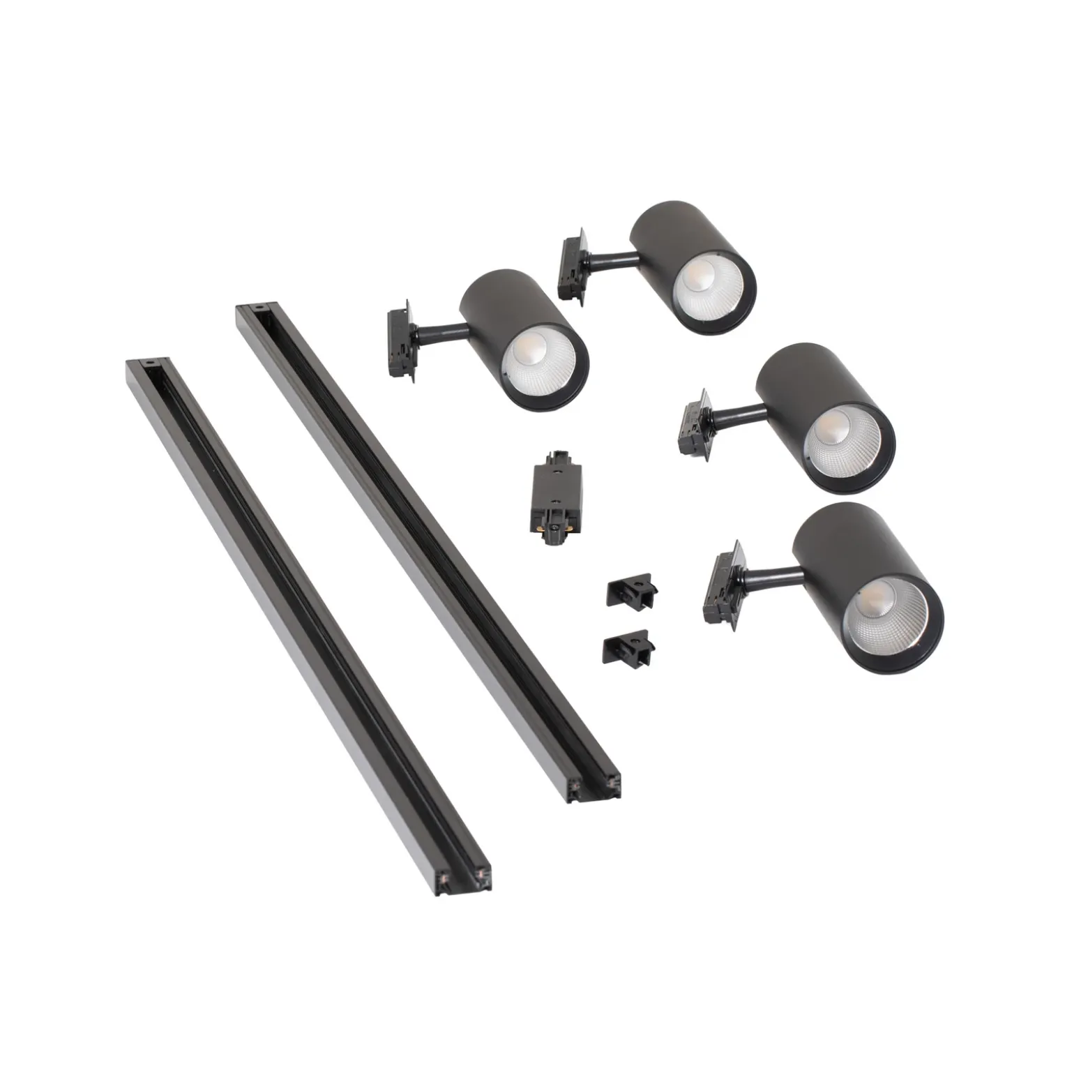 Sistema de riel Lindby Linaro, Ø7 cm, 4 luces, LED, negro, CCT