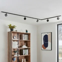Sistema de riel Lindby Linaro, Ø 9,5 cm, 5 luces, LED, negro