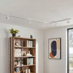 Sistema de riel Lindby Linaro, Ø 9,5 cm, 5 luces, LED, blanco